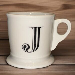 Anthropologie "J" Initial Mug Shaving Style mug Coffee Mug